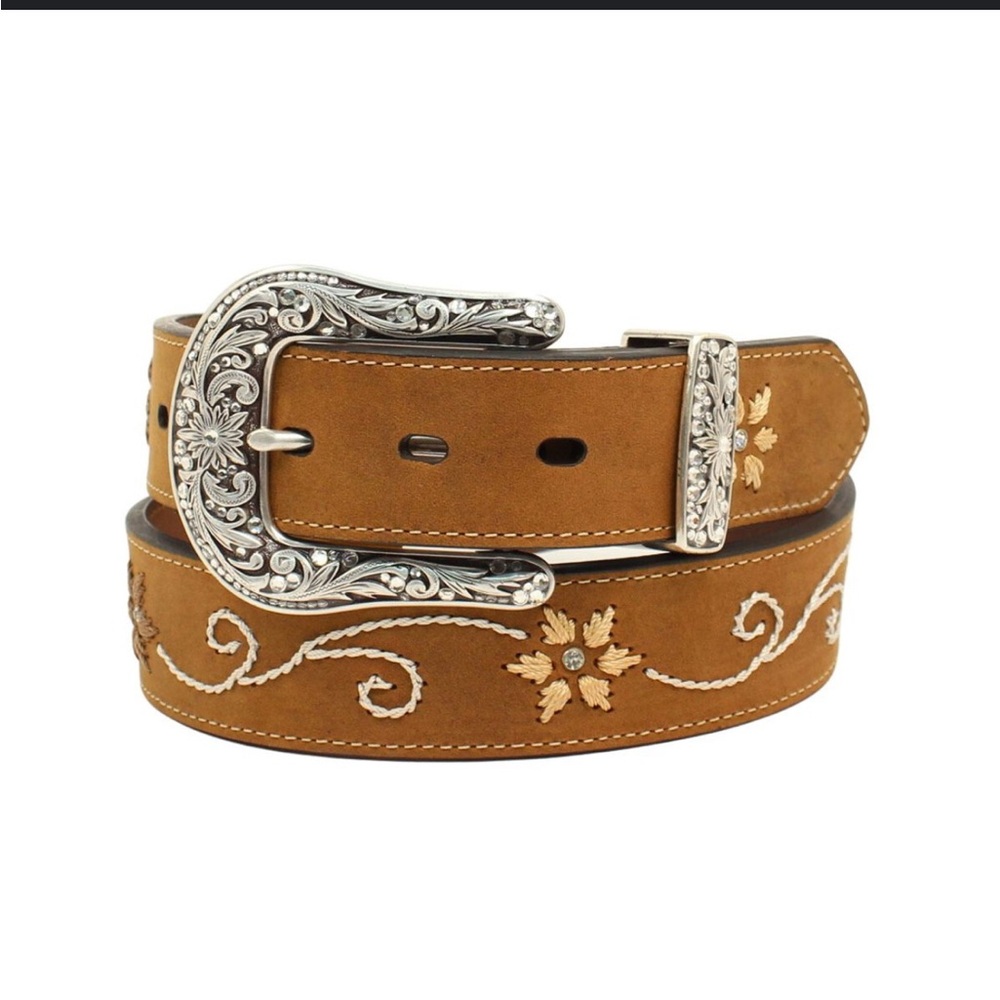 Nocona Ladies Embossed Brown Belt with Cross Buckle
